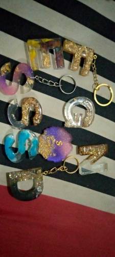 resinart alphabet key chain