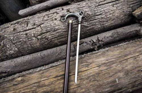 handmade walking stick with sword 