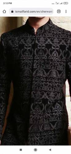 black velvet embroided sherwani