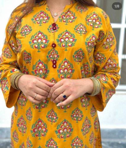 2 Pcs Women's Stitched Lawn Block Print Suit 