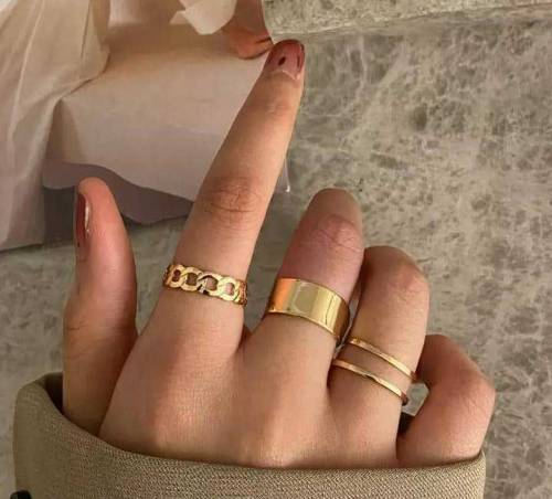 3pcs Alloy Gold Plated Daintly Plain Rings Set