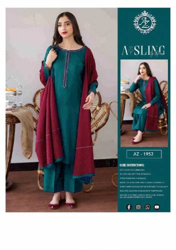 3 Pcs Unstitched Dhanak Embroidered Suit