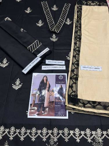 3 Pcs Unstitched Dhanak Embroidered Suit