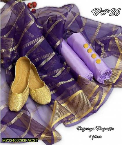 3 Pcs Women's Unatitched silk suit with khusa