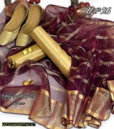 3 Pcs Women's Unatitched silk suit with khusa
