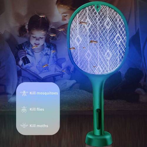 Mosquitoes Lamp & Racket 2 In 1 Electric Fly Swatter Powerful Usb