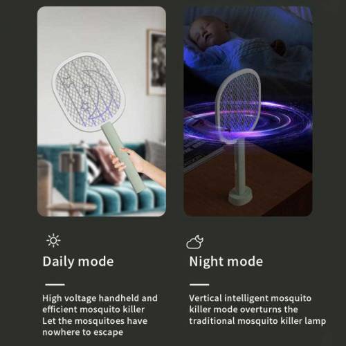 Mosquitoes Lamp & Racket 2 In 1 Electric Fly Swatter Powerful Usb