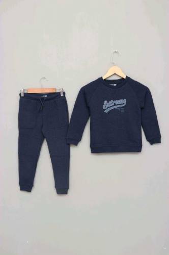 Polyester Quilted Track Suit in Blue with Side Pockets For Kids 
