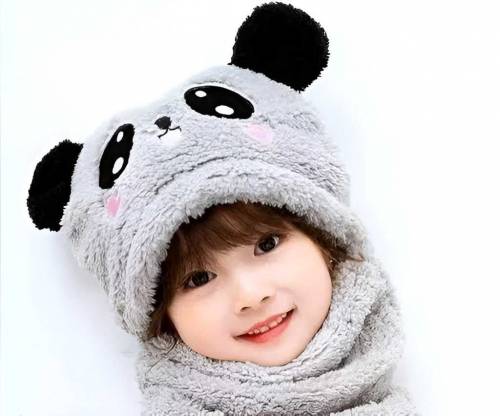 Kids Wool Beanie & Neck Warmer For Winter