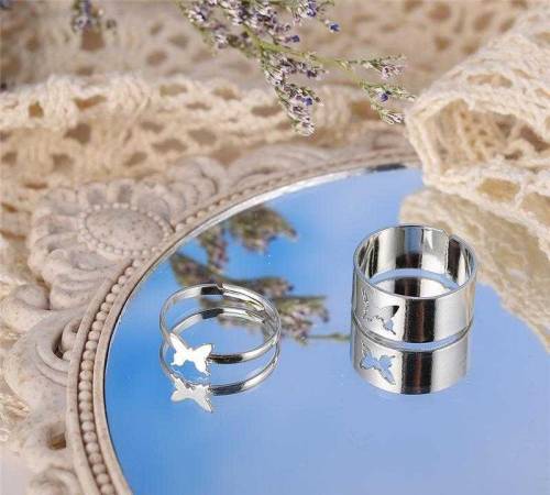 2pcs silver butterfly couple Ring And Free Delivery 