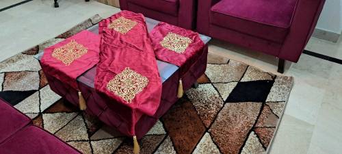 7 seater luxury sofa set/big table with mats/Rug/curtains/sofa covers