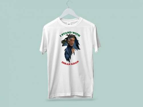  printed imran khan face t-shirt 