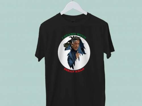  printed imran khan face t-shirt 