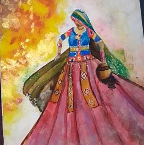 women holding mud painting