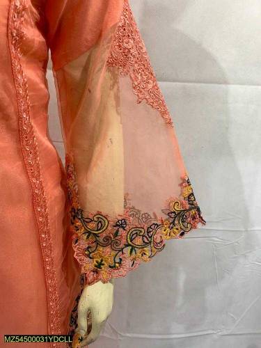 *Product Name*: 3 Pcs Women's Stitched Organza Embroidered Suit*Produc