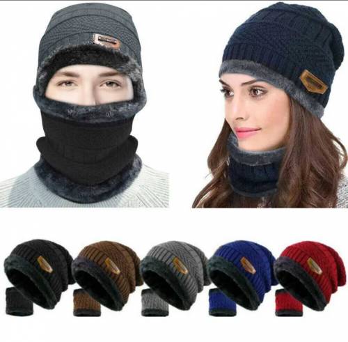 Beanie Wool Cap With Neck Warmer 
