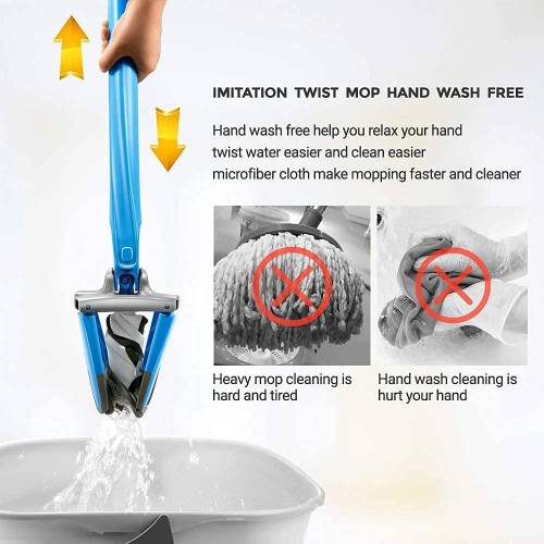 X-type Flat Floor Mop With Replace Cloth Heads 360 Degree Squeeze Mop 