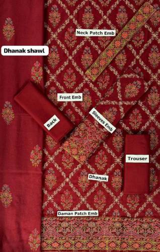 dhanak 3 piec heavy embroidery 