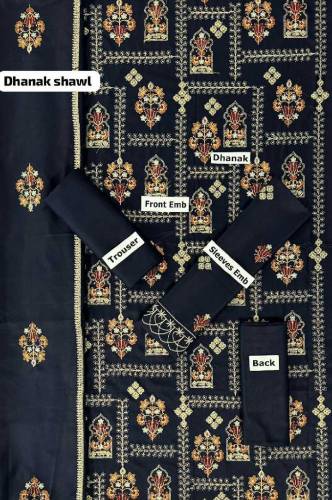 dhanak 3 piec heavy embroidery 