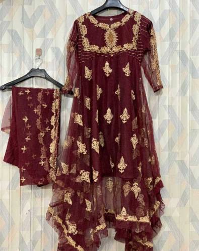 beautiful net long frock style
