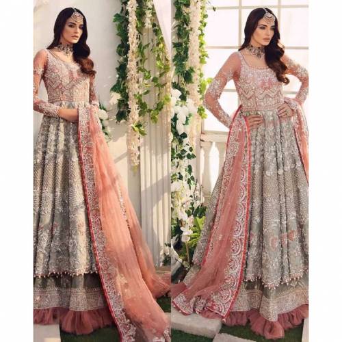 Fully Embroidered Suit on Qasab net fabric 
