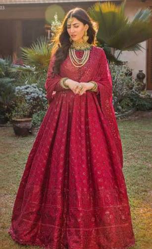 Asim Jofa red maxi available for sell in discounted price