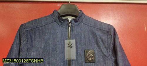 1 pc men's stitched twill jeans puffer full sleeves jacket 
