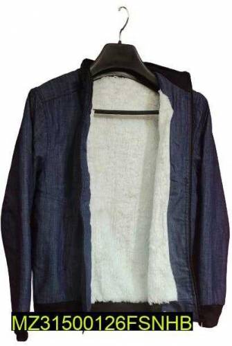 1 pc men's stitched twill jeans puffer full sleeves jacket 