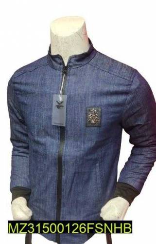 1 pc men's stitched twill jeans puffer full sleeves jacket 
