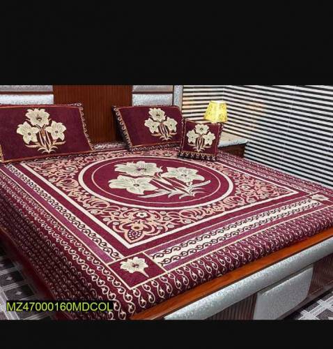4 Piece Valvet Jacquard Double Bedsheets 