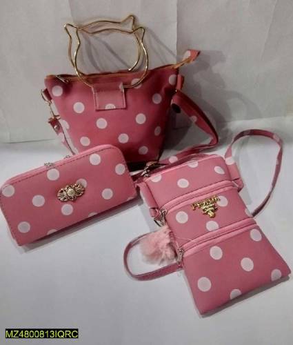 pink polka dot bag set of 3