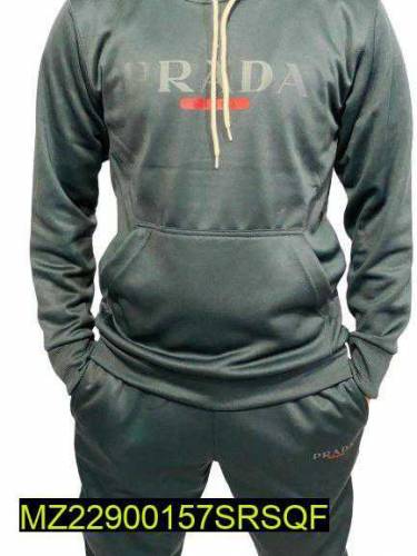 2 pcs men's stiched polyester fleece plain track suit 