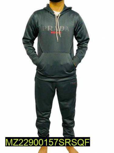 2 pcs men's stiched polyester fleece plain track suit 
