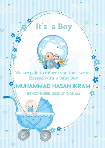 ONLINE Baby Announcement  Card AT Designer