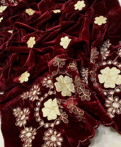 ```ALLHAMDULILLAH```     *VELVET CHIKENKARI SHAWL**