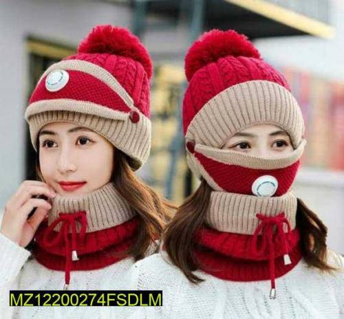 •  Fabric: Wool•  1 x Cap•  1 x Warmer•  1 x Mask•  Size: Standard•  P