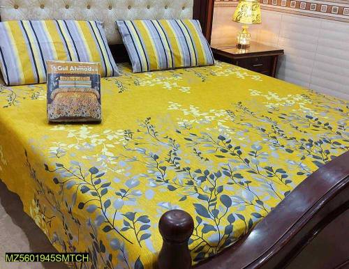 3 pcs Double Badsheet Cotton printed Cash on Delivery 