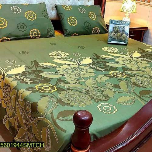 3 pcs Double Badsheet Cotton printed Cash on Delivery 