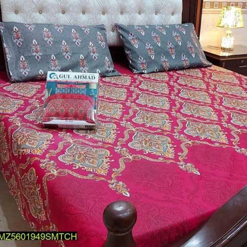 3 pcs Double Badsheet Cotton printed Cash on Delivery 