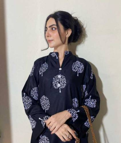 2 Pcs stitched linen Printed Embroidered suit 