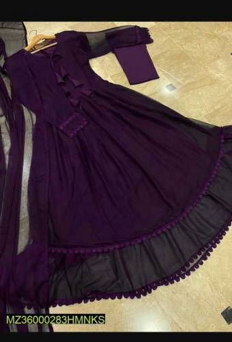 3 Piece Women's Stiched Chiffon Maxi