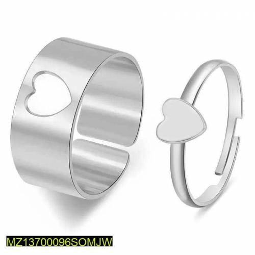 2 Pcs Trendy couple heart rings