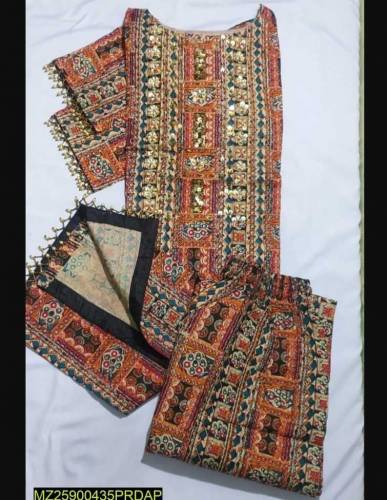 2 pce women's stitched cambric cotton Embroidered suit 