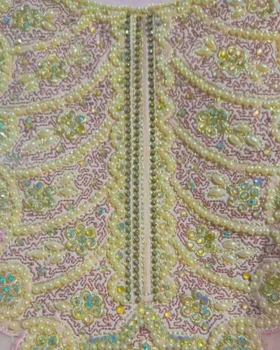 net maxi with pearls and embroidery, heavy work on neck with pearls