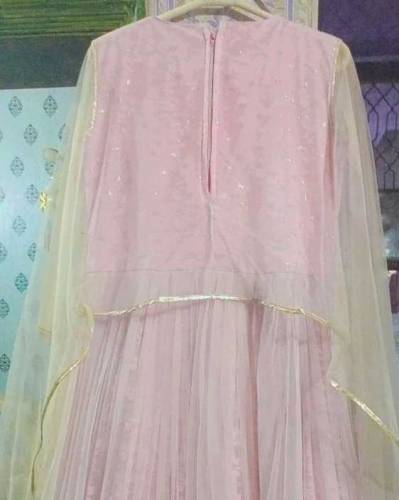 net maxi with pearls and embroidery, heavy work on neck with pearls
