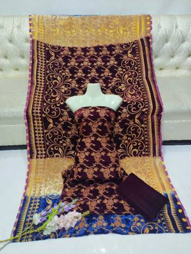 Most Beautiful Demanding Article Velvet Plachi 3 PCS Dreses
