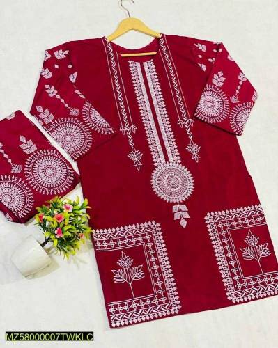 2pc suit for women stitched printed linen