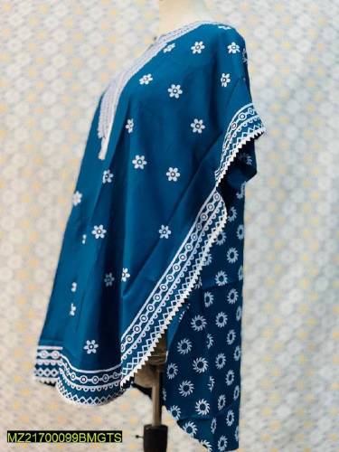 1pc Women's Stitched Linen Block Printed Frock 