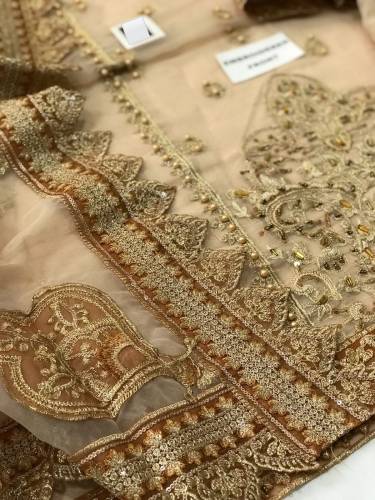 New) Un-Stitched 3 Pcs Organza Fabric Fully Heavy Embroidery Suit