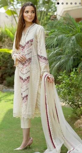 FARIDA HASSAN SHIRT LAWN
DUPATTA Organza
TROUSER COTTON Heavy Embroide